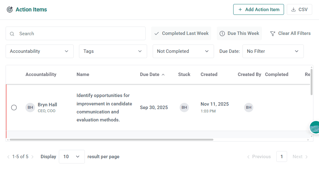Action items go live April 2026